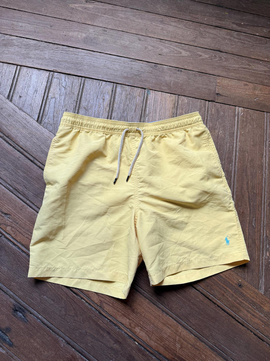 Vintage Ralph Lauren yellow swim shorts men’s XL swimwear retro beach trunks elastic waist