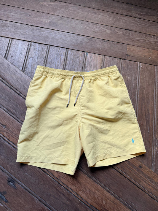 Vintage Ralph Lauren yellow swim shorts men’s XL swimwear retro beach trunks elastic waist