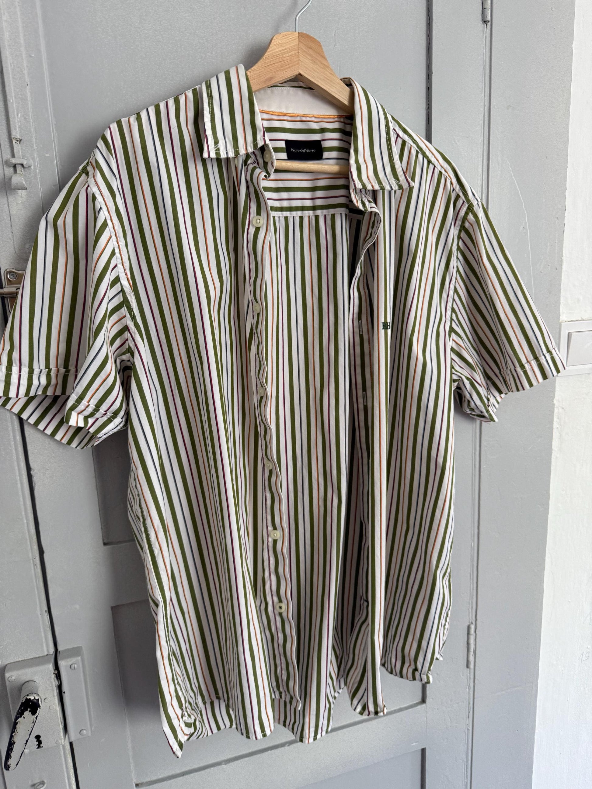 Vintage Pedro del Hierro striped shirt, Cotton oversized men’s button down, XL unisex loose fit blouse, Spanish designer fashion