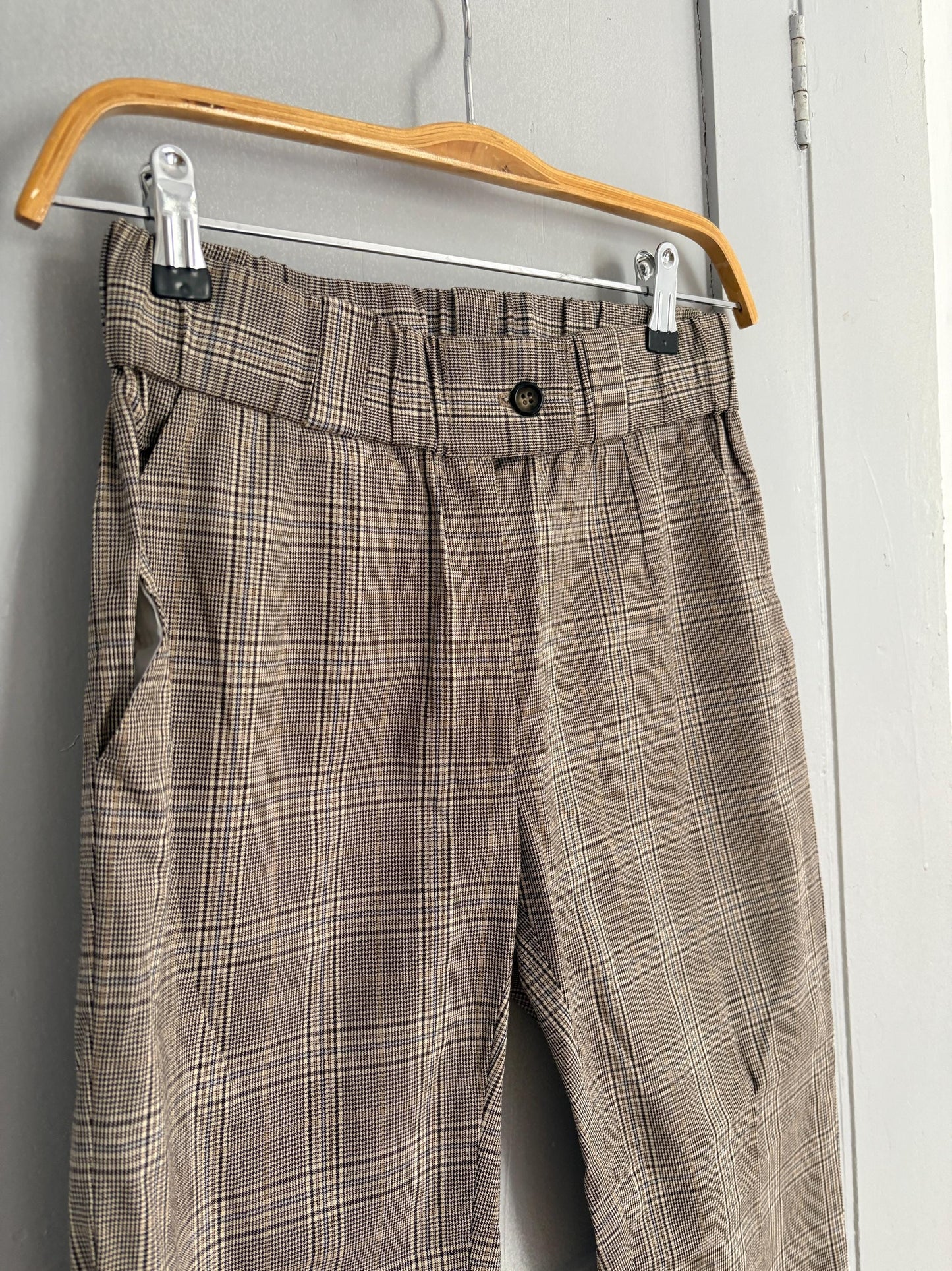 vintage light academia plaid pants, Essthetic trousers, petite fit cropped trousers,