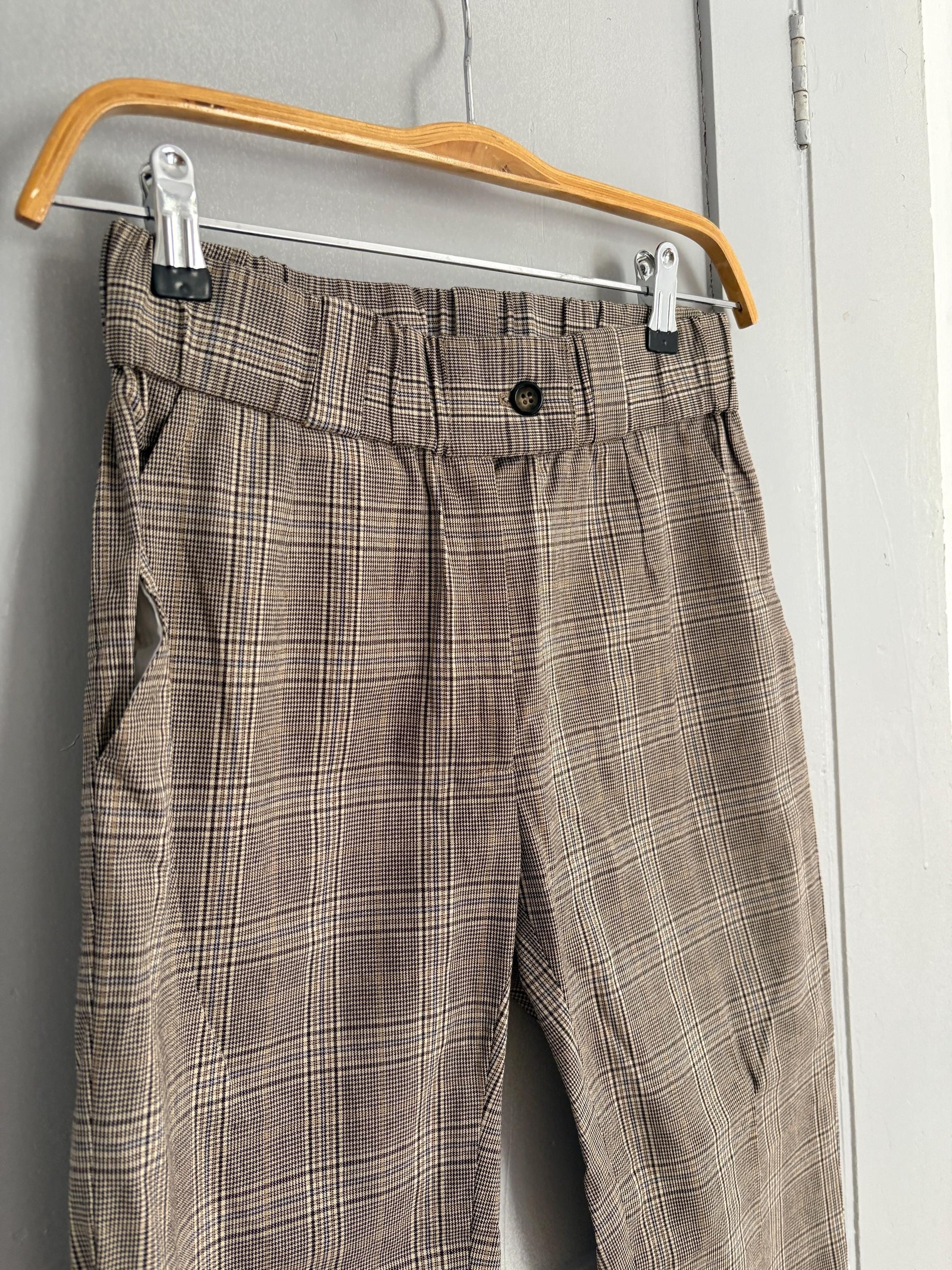 vintage light academia plaid pants, Essthetic trousers, petite fit cropped trousers,