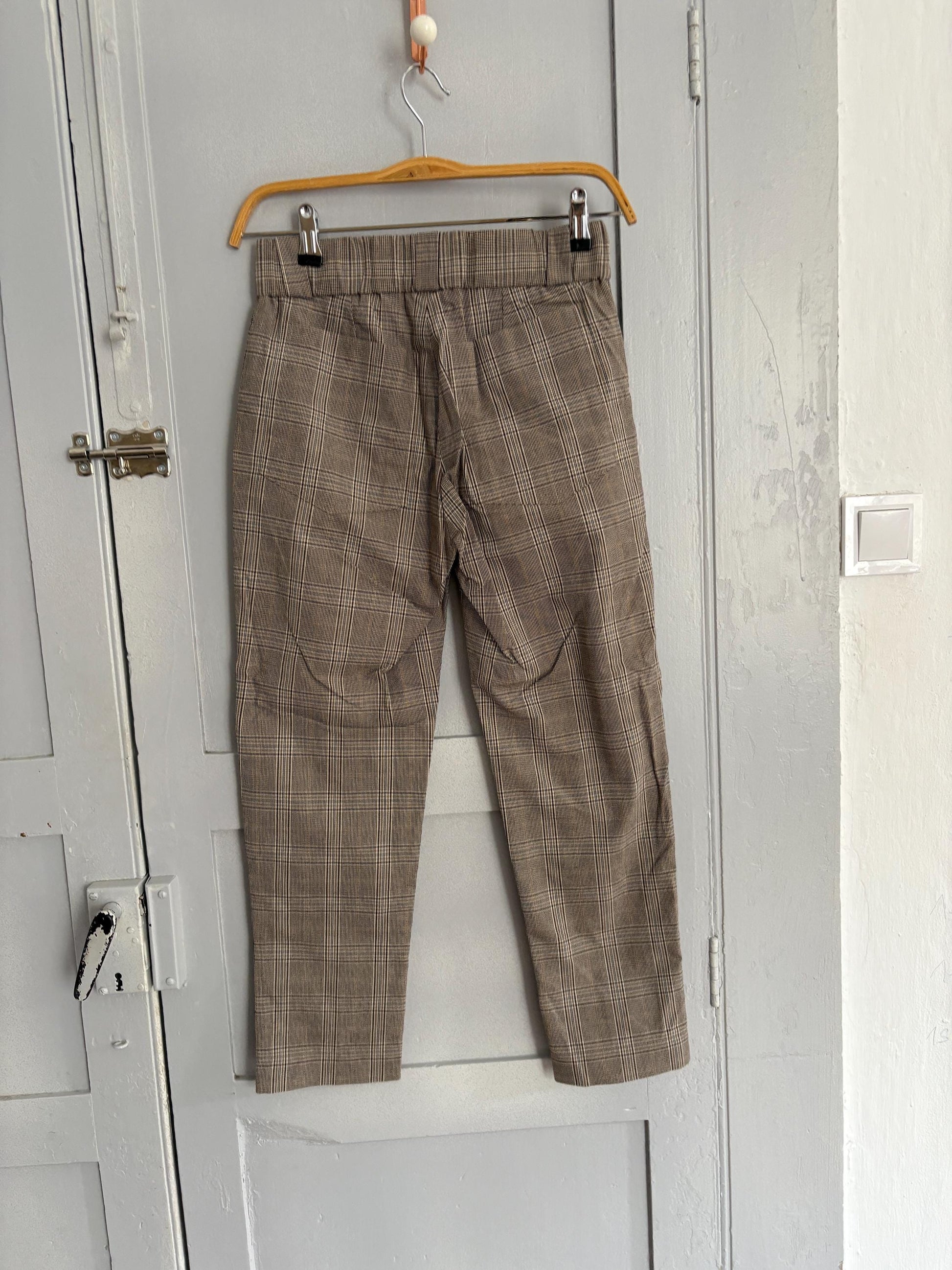 vintage light academia plaid pants, Essthetic trousers, petite fit cropped trousers,