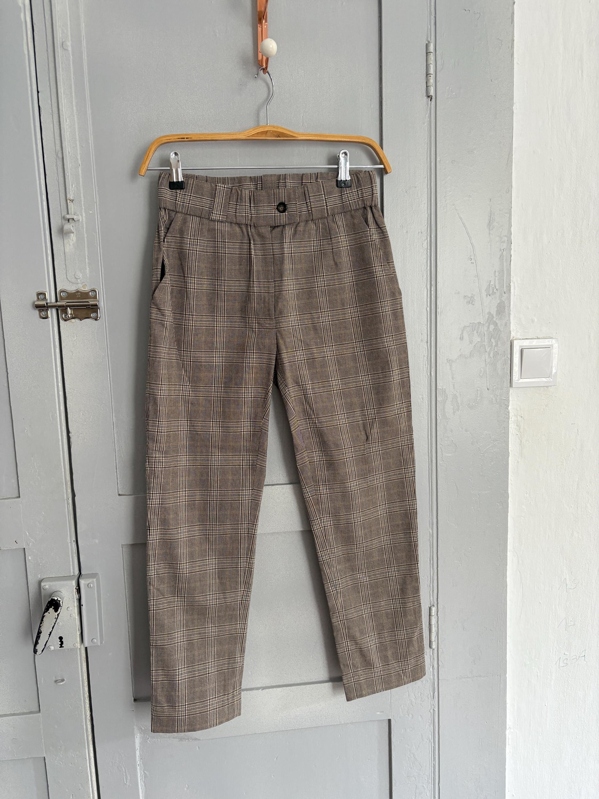 vintage light academia plaid pants, Essthetic trousers, petite fit cropped trousers,