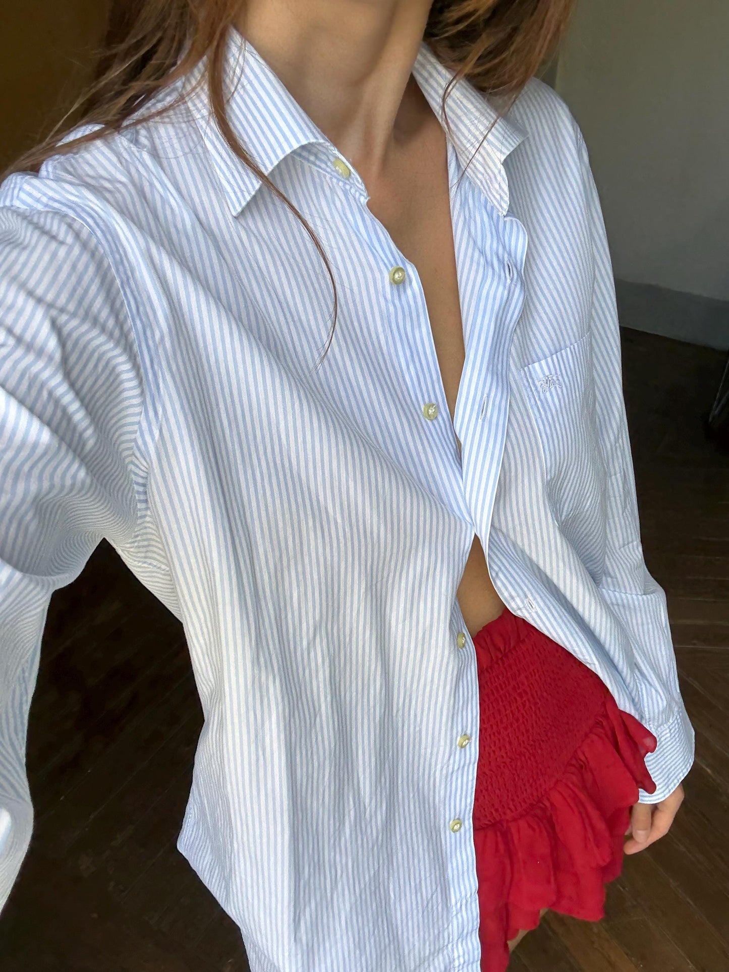 Vintage Burberry London Striped Shirt | Light Blue & White Button-Up | Oversized Fit Cotton Blouse | Classic Unisex Style