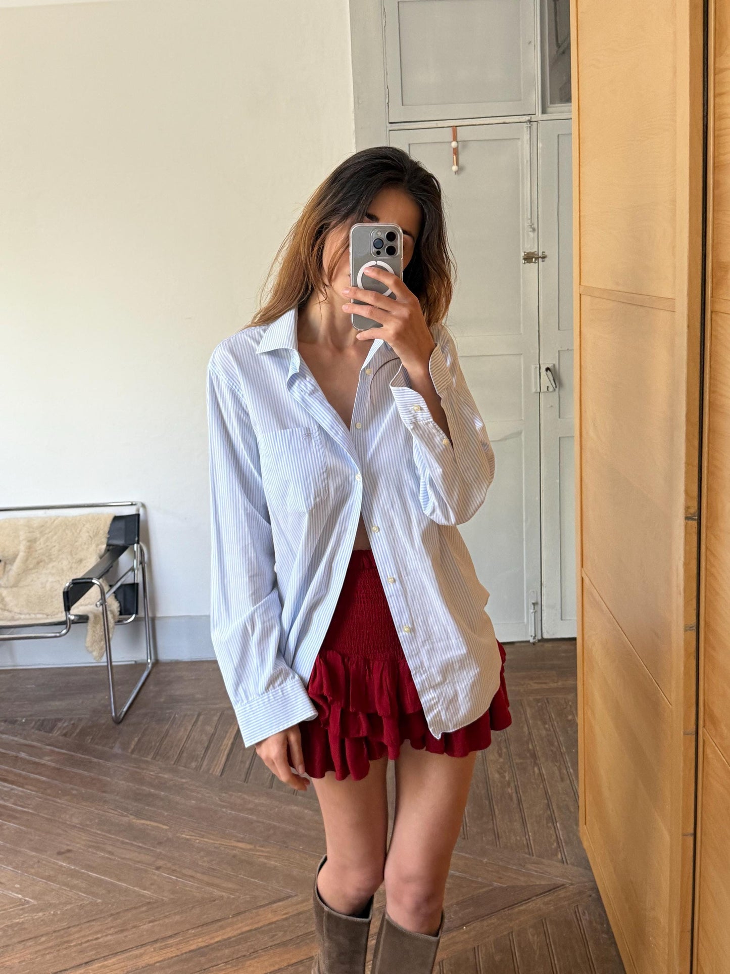 Vintage Burberry London Striped Shirt | Light Blue & White Button-Up | Oversized Fit Cotton Blouse | Classic Unisex Style