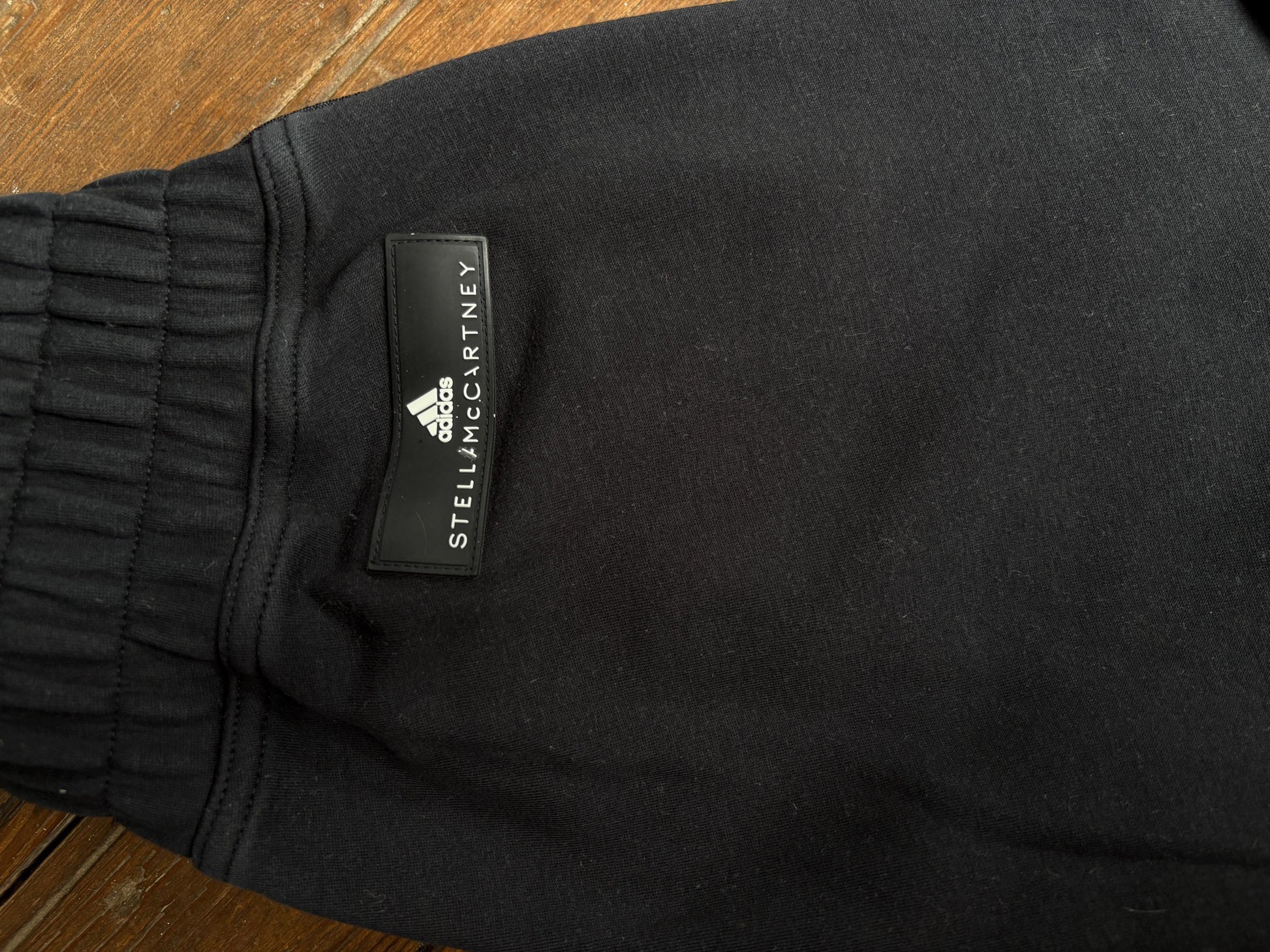 Vintage Adidas by Stella McCartney Black Cropped Track Pants with Snakeskin Side Stripes – Size S