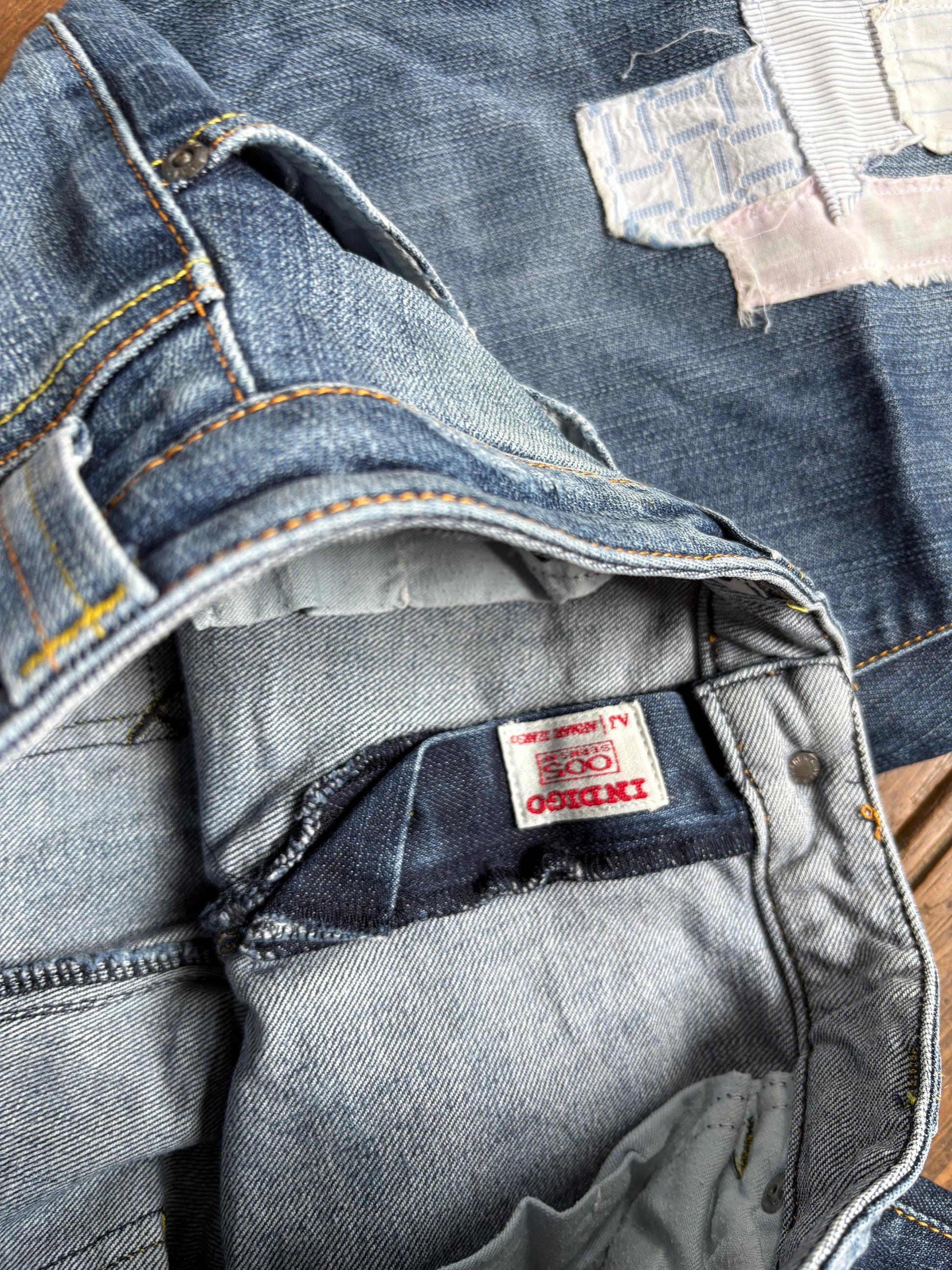 Vintage Y2K Armani Jeans Patchwork Cropped Denim – Size 28, Eco Wash Comfort Fit, Made in Italy, Size S - M