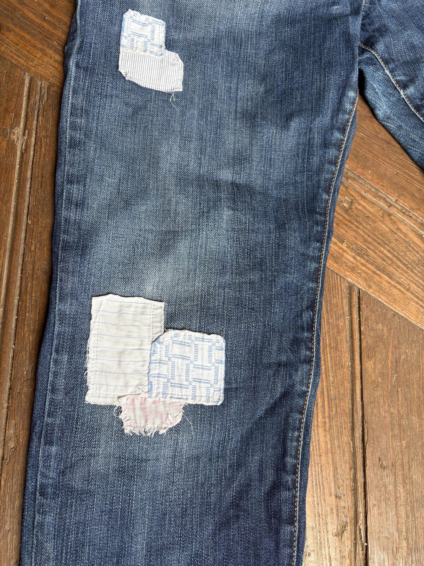Vintage Y2K Armani Jeans Patchwork Cropped Denim – Size 28, Eco Wash Comfort Fit, Made in Italy, Size S - M