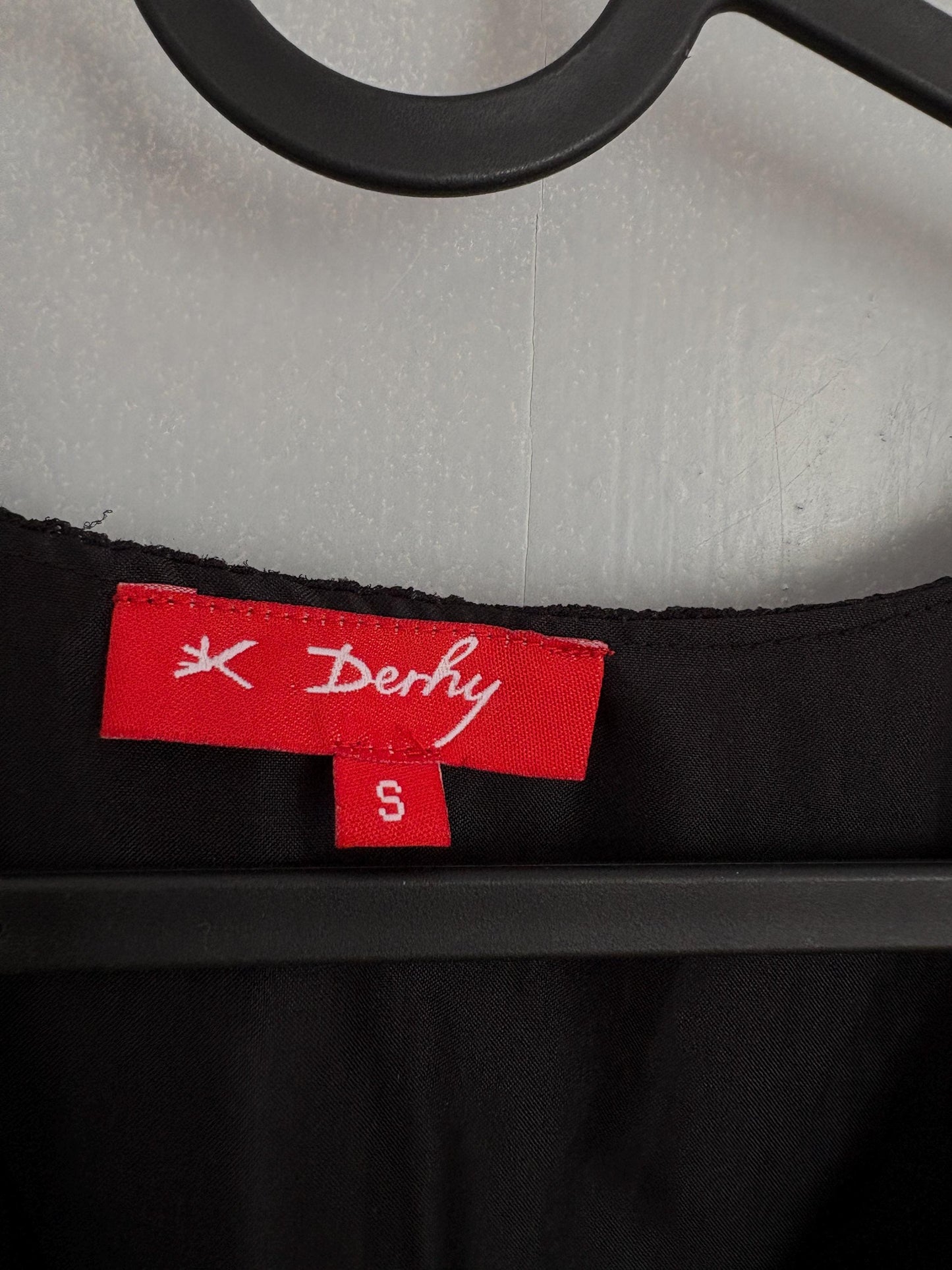 Vintage Black Boho Dress by Derhy – Sheer Sleeves, Sequin Waist, Size S, Romantic Goth Midi