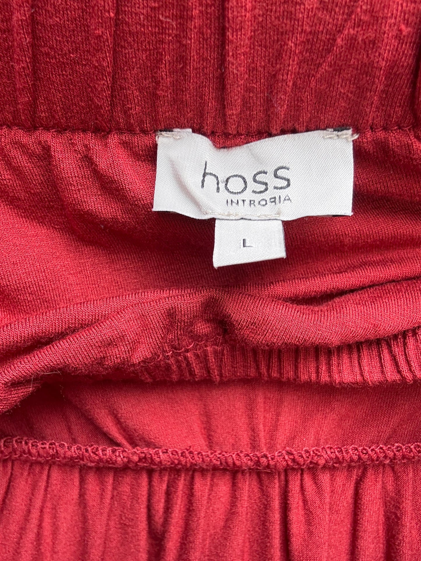 Vintage Hoss Intropia Deep Red Skirt – Tag Size L, Elegant Wrap Waist, Luxury Boho Style