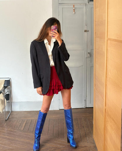 Vintage Burberry Oversized Black Wool Blazer