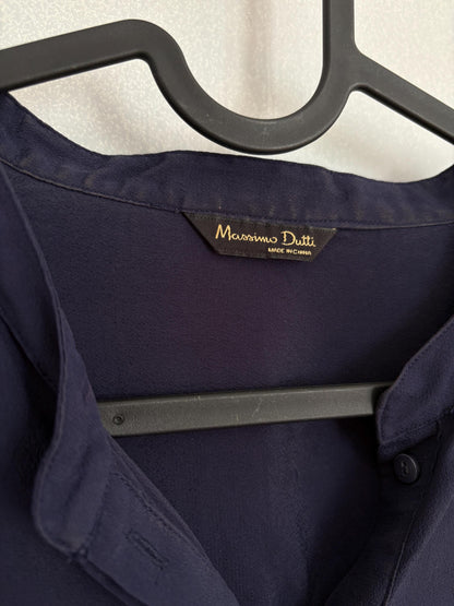 Navy Sheer Mulberry Silk Blend Blouse — additional view 9