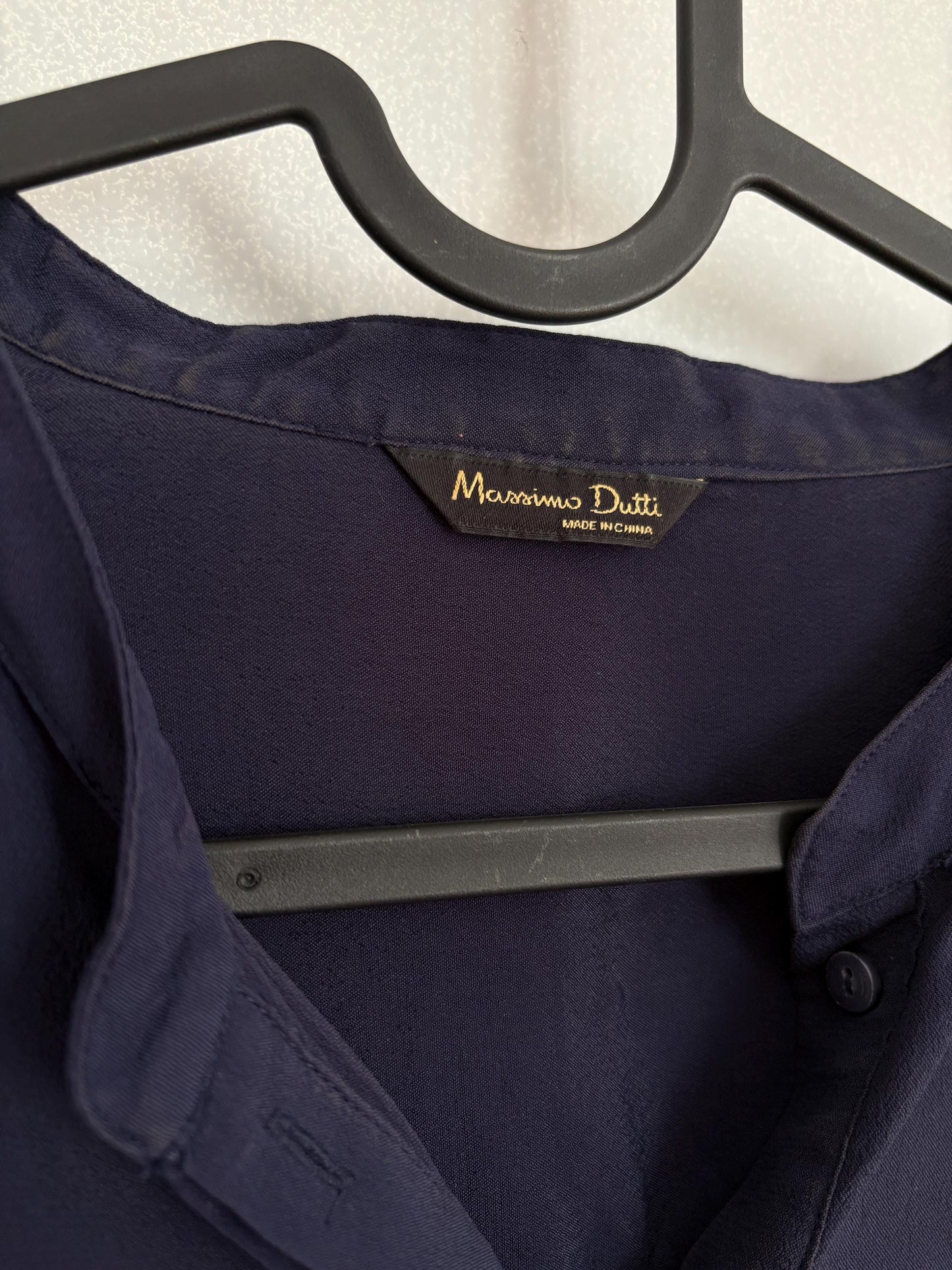 Vintage Massimo Dutti Navy Sheer Blouse – Mulberry Silk Blend Top, Tag Size S, Elegant Minimalist Shirt, Y2K Piece, 2000s Luxury Blouse