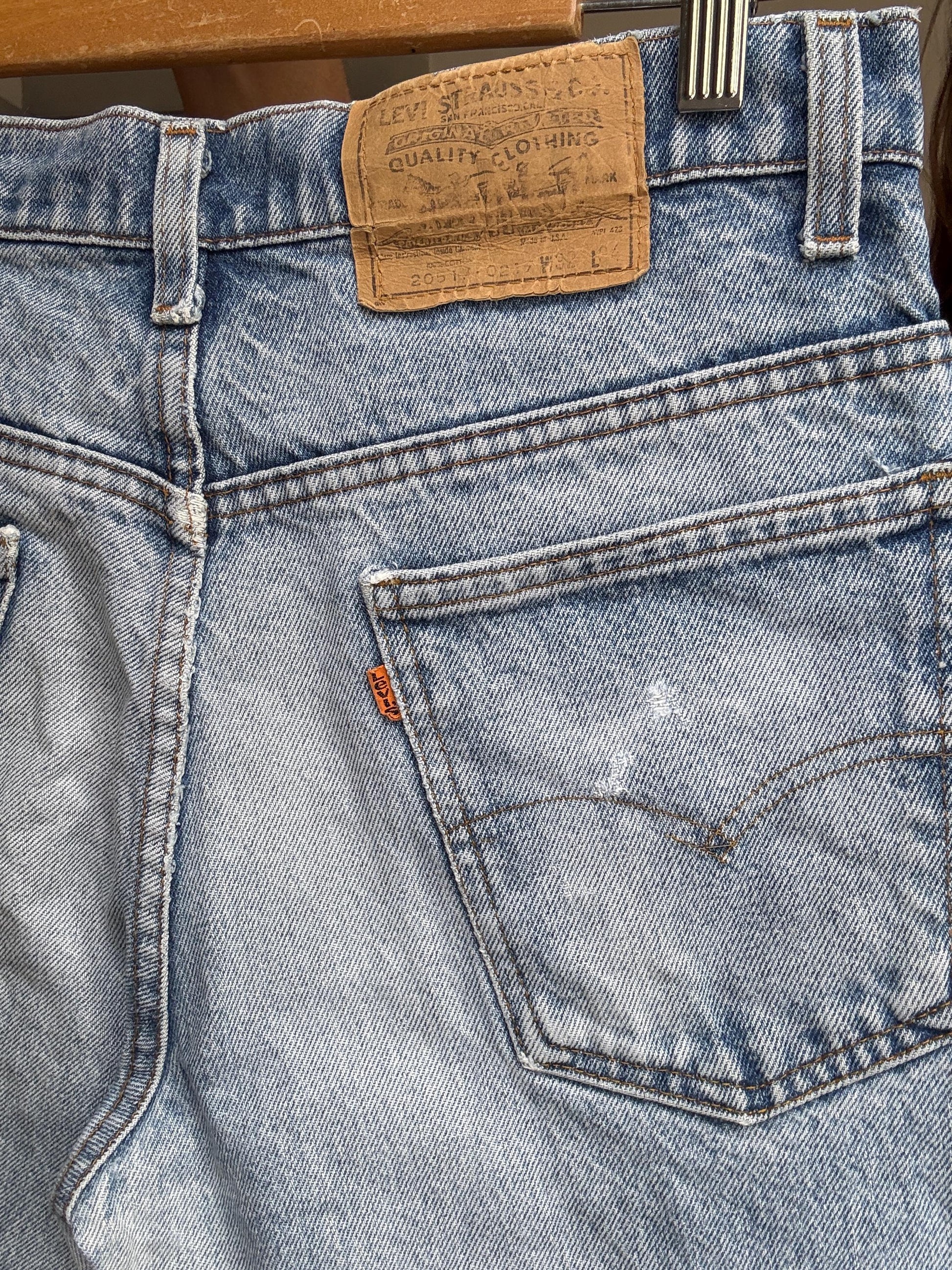 Vintage Levi’s Orange Tab 90s High Waist Jeans – W32 L34, Distressed Denim Straight Fit