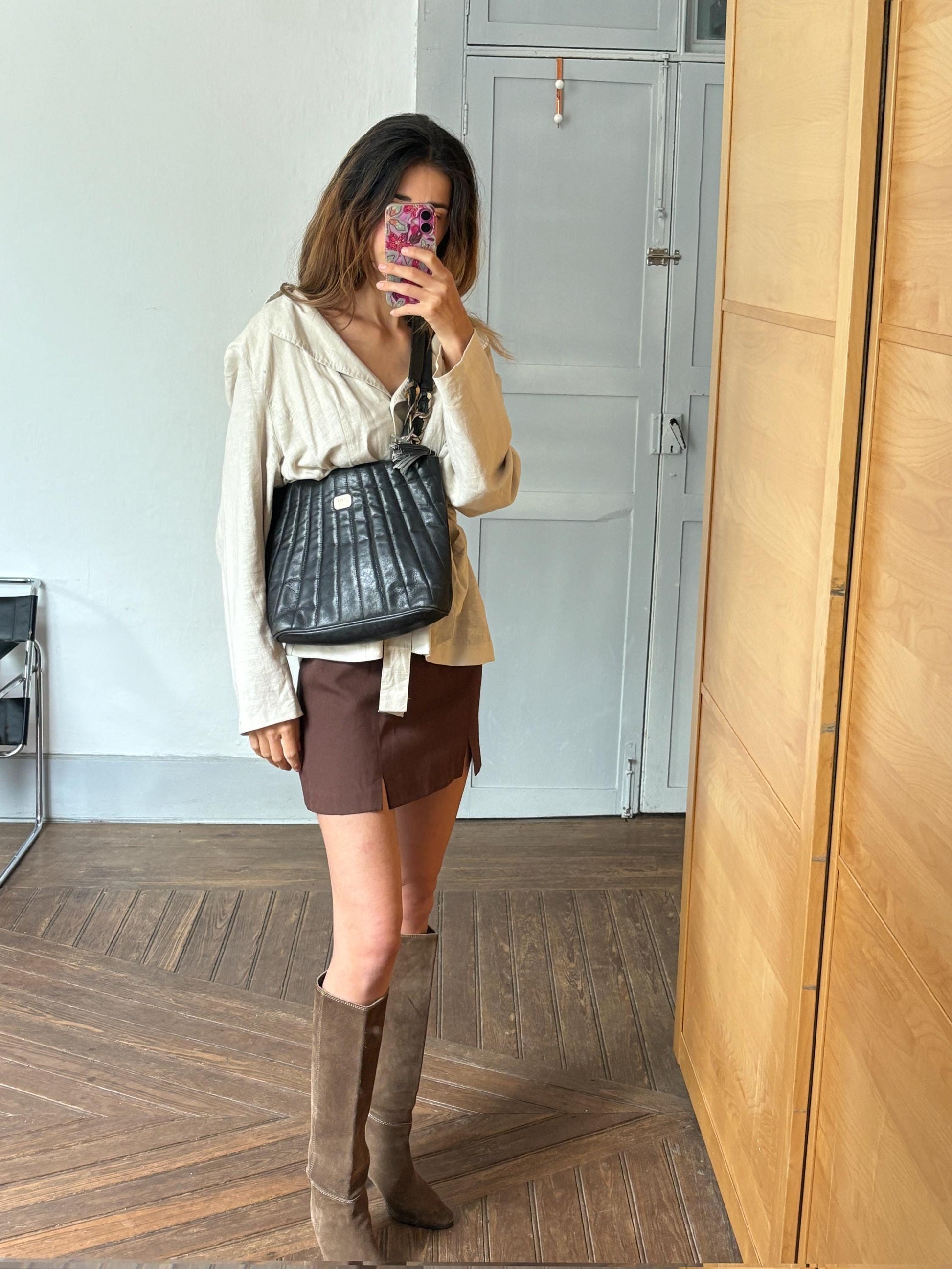 Vintage luxe leather bag, Stylish Balpri brand bag, Made in Spain, Secondhand Retro black shoulder bag, Cute sustainable school bag