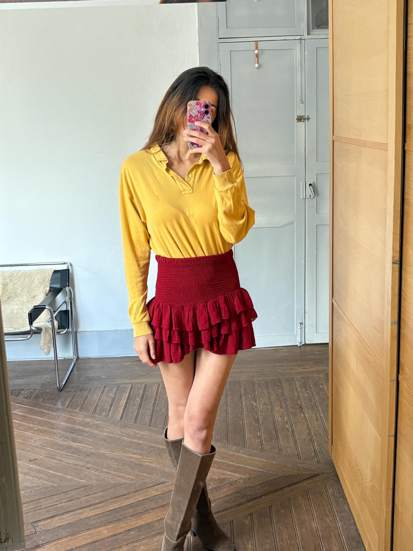 vintage Yves Saint Laurent long sleeve polo shirt, Diffusion Hommes 100% cotton YSL top, mustard yellow size L