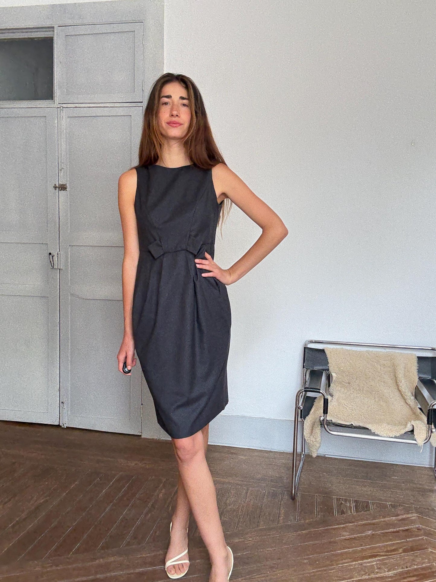 Purificación García Vintage Wool Dress | Elegant Formal Look | Size EU 40 | Size L 100% Wool | Classic Designer Piece | Office / Event Ready