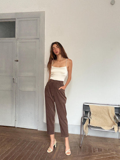 Vintage Brown High Waist Trousers — back view