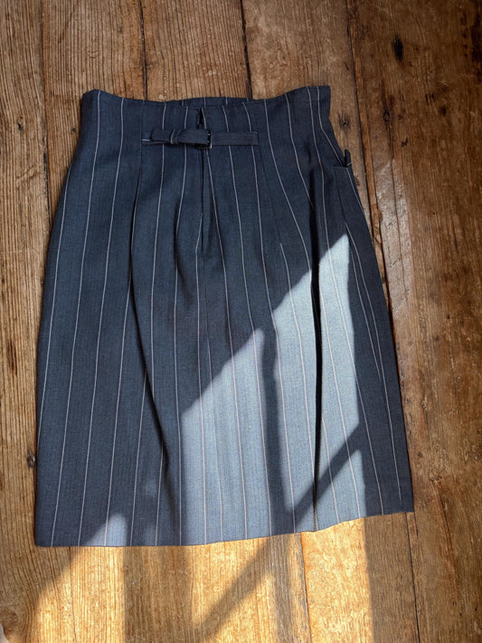 Vintage Italian Pinstripe Skirt | Jacquemus Vibes | Unworn One of a Kind | Officecore Minimal Style, Size XS-S, Petite body frame