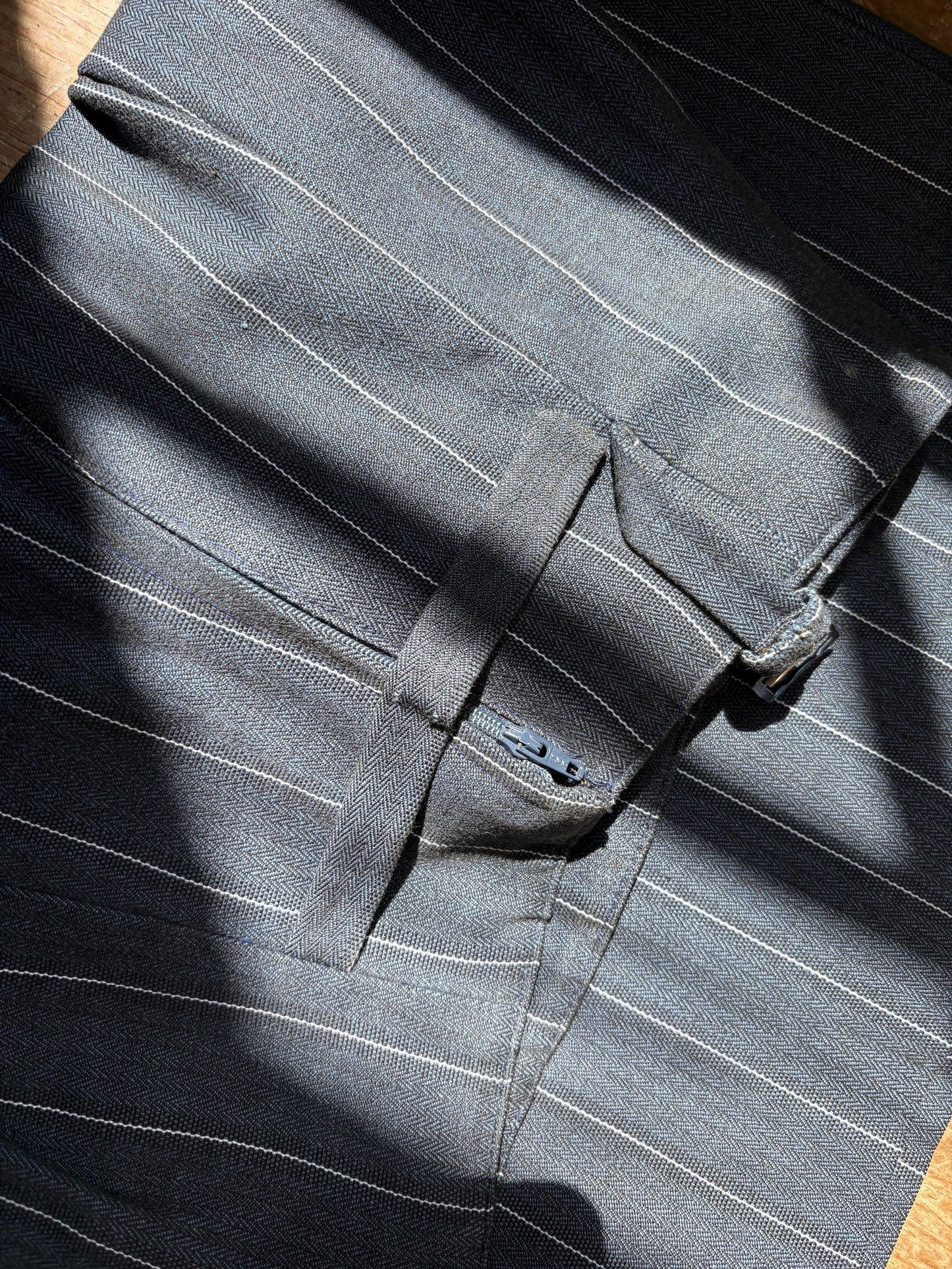 Vintage Italian Pinstripe Skirt | Jacquemus Vibes | Unworn One of a Kind | Officecore Minimal Style, Size XS-S, Petite body frame