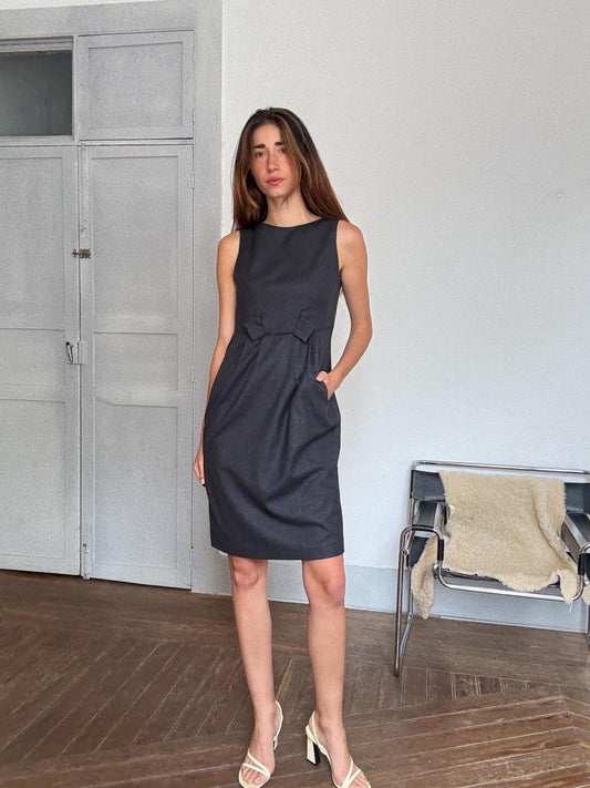 Purificación García Vintage Wool Dress | Elegant Formal Look | Size EU 40 | Size L 100% Wool | Classic Designer Piece | Office / Event Ready