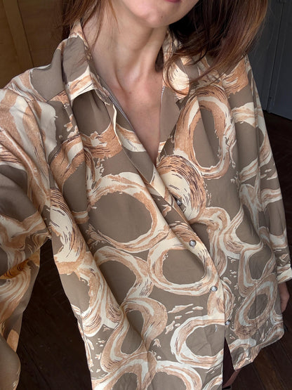Vintage 70s Abstract Print Blouse — additional view 5
