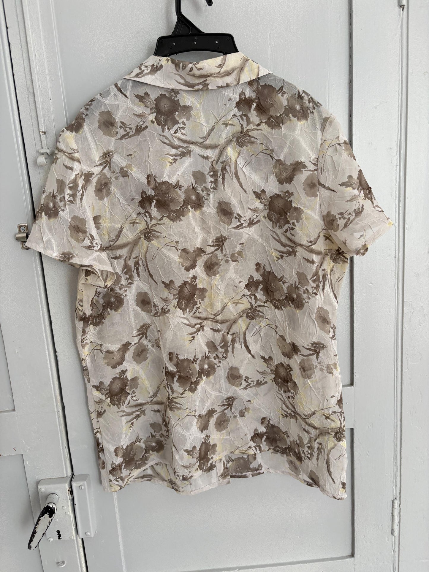 Vintage Sheer Floral Blouse by Talk Talk | Retro Print See Through Shirt for Summer Layering, Size S - M