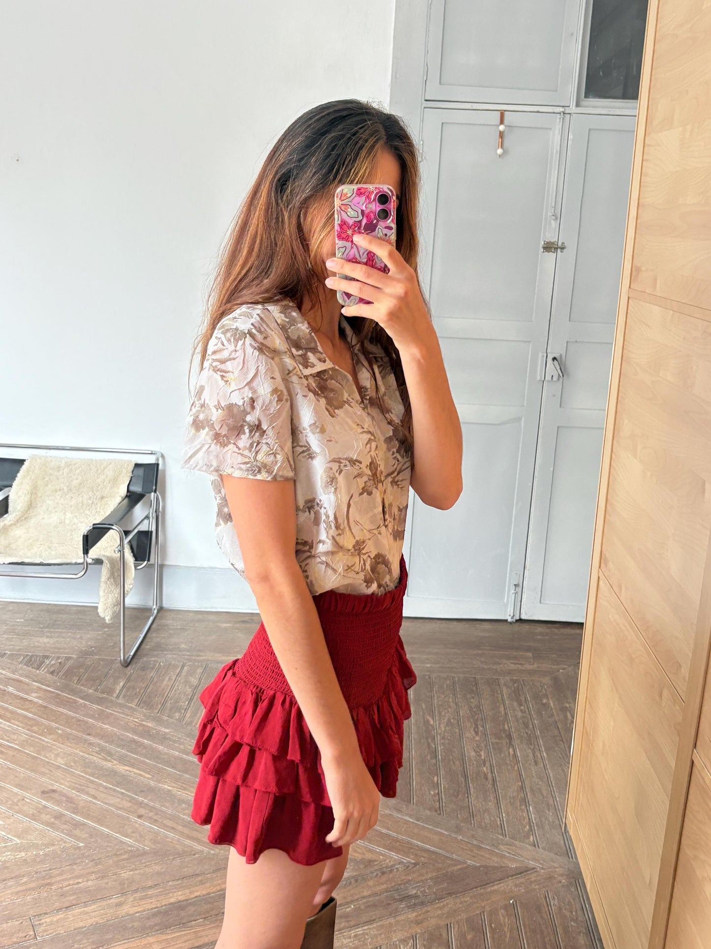 Vintage Sheer Floral Blouse by Talk Talk | Retro Print See Through Shirt for Summer Layering, Size S - M