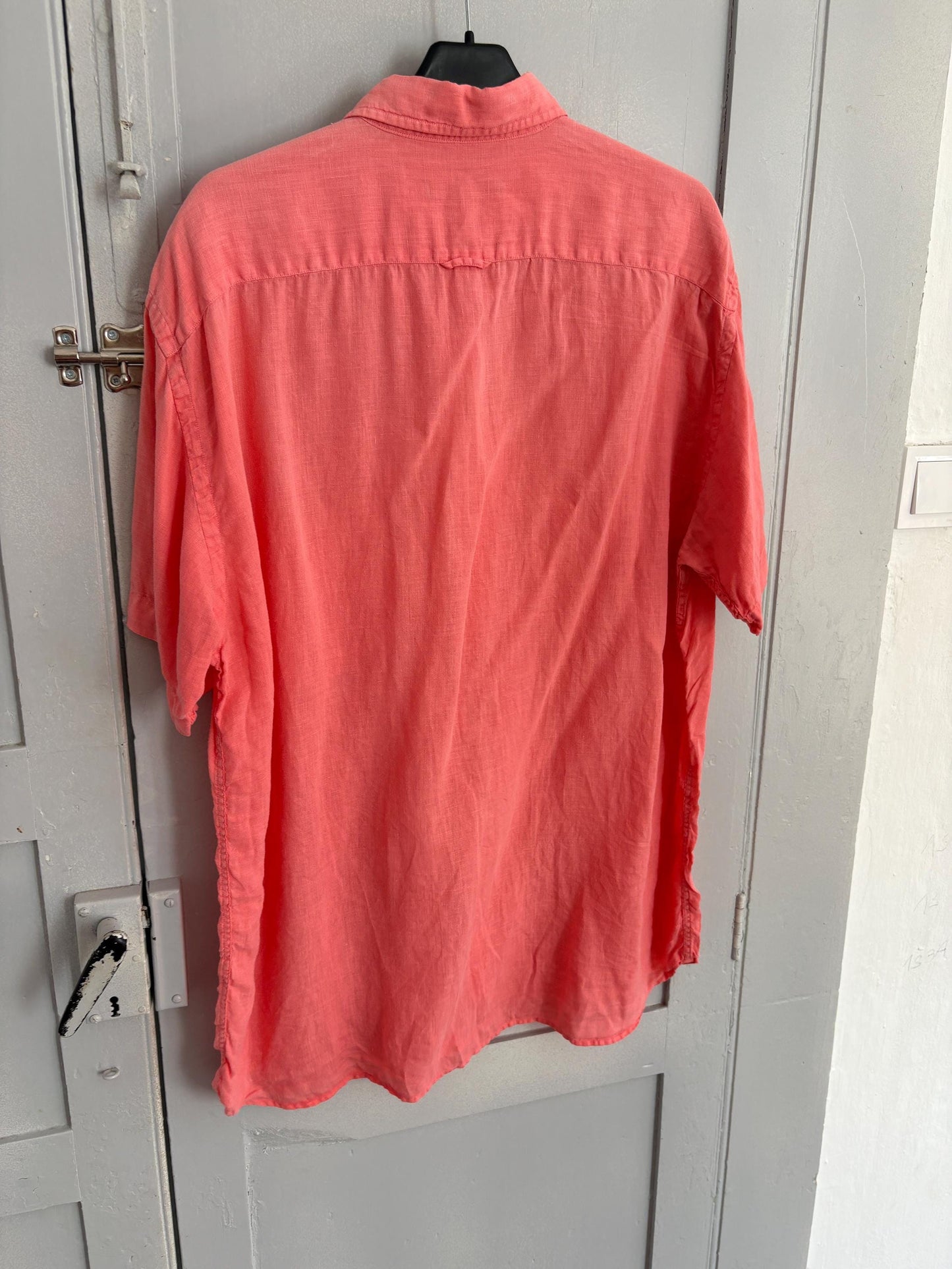 vintage gant salmon pink shirt linen shirt 100% linen scandic style regular fit oversized women men button down shirt, Size XL