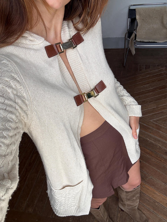 Vintage Massimo Dutti Wool Angora Cashmere Vest with Hood Leather Closure, Made in Spain