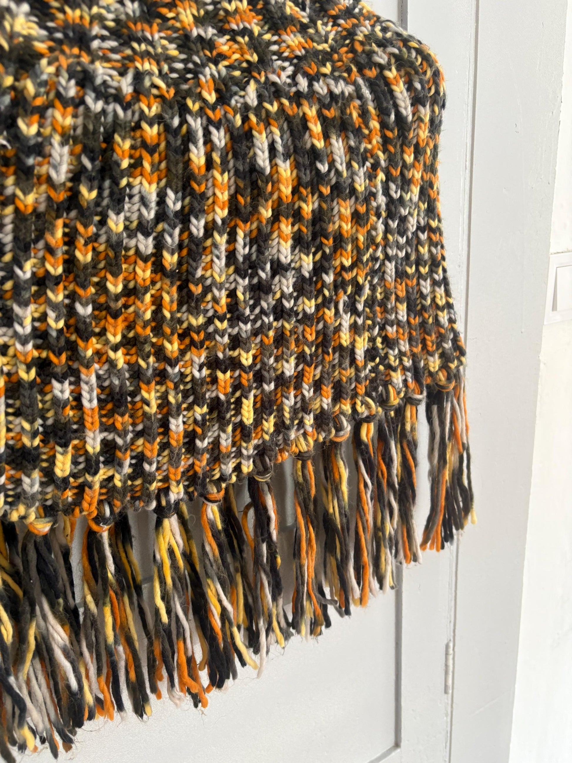 Vintage Colourful knit poncho, Sexy cropped unique top, 90s style winter wear,