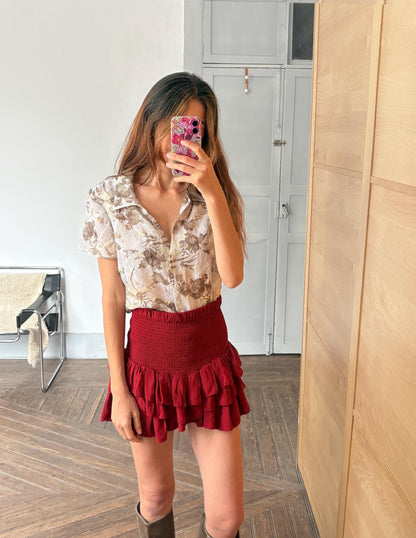 Vintage Sheer Floral Blouse in Retro Style — fabric close-up