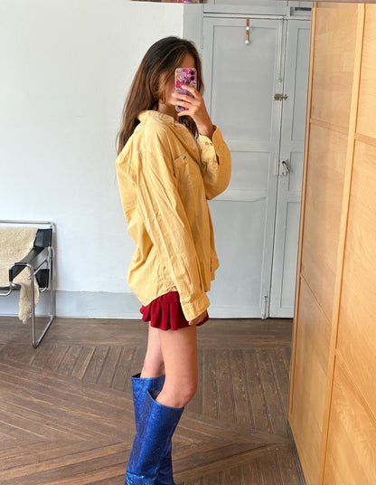 Vintage Yellow Lacoste Cotton Shirt — back view