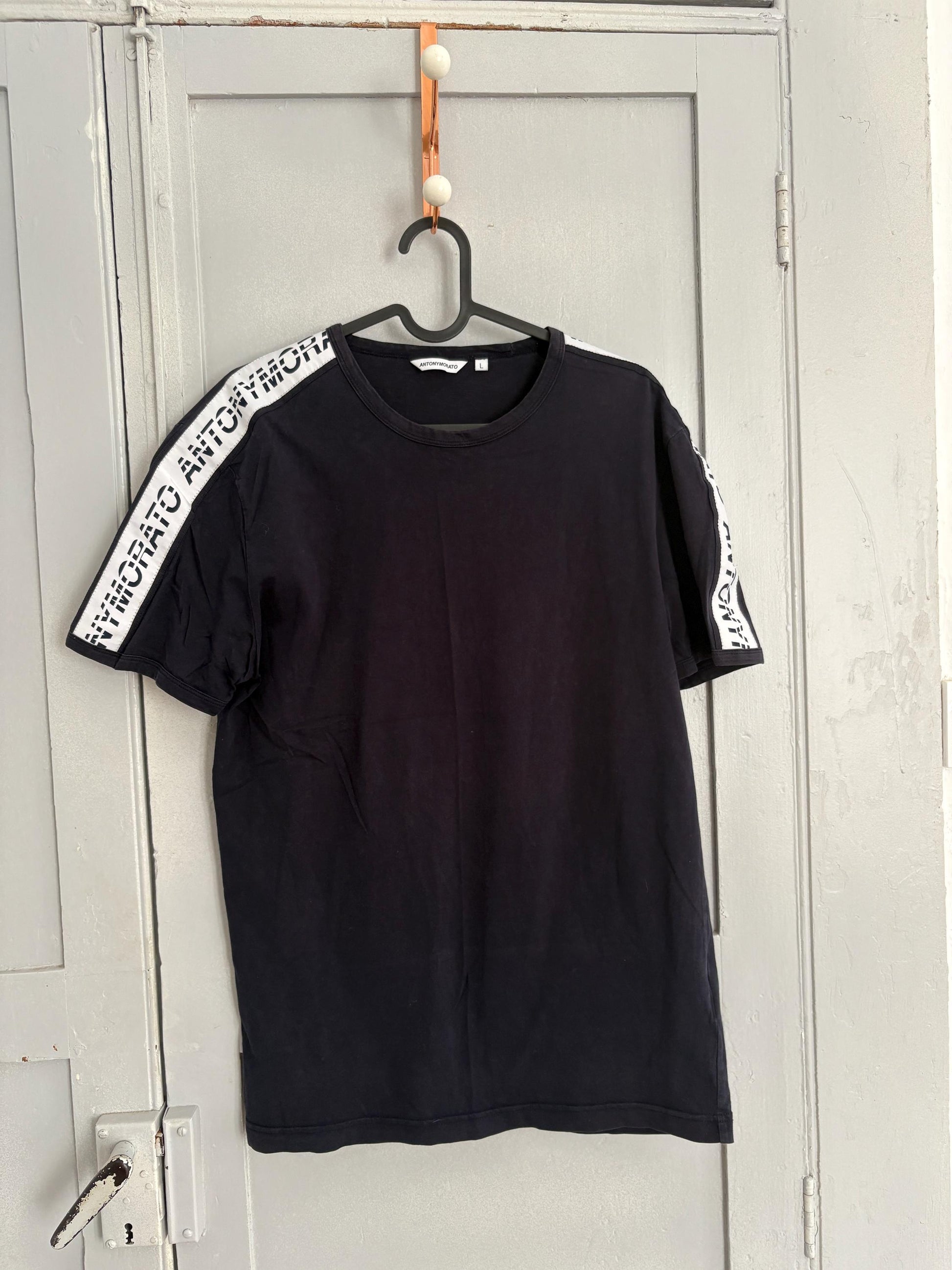 Antony Morato vintage t-shirt black cotton tee unisex streetwear logo top retro minimalist L