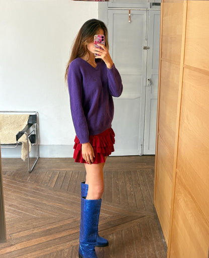 Vintage Purple Lambswool V-Neck Jumper — additional view 5