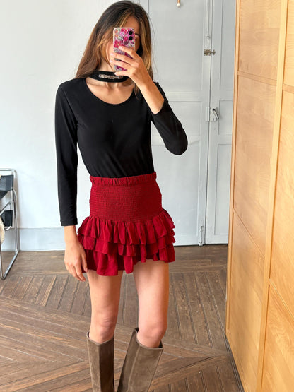 Vintage Black Choker Strap Blouse — fabric close-up