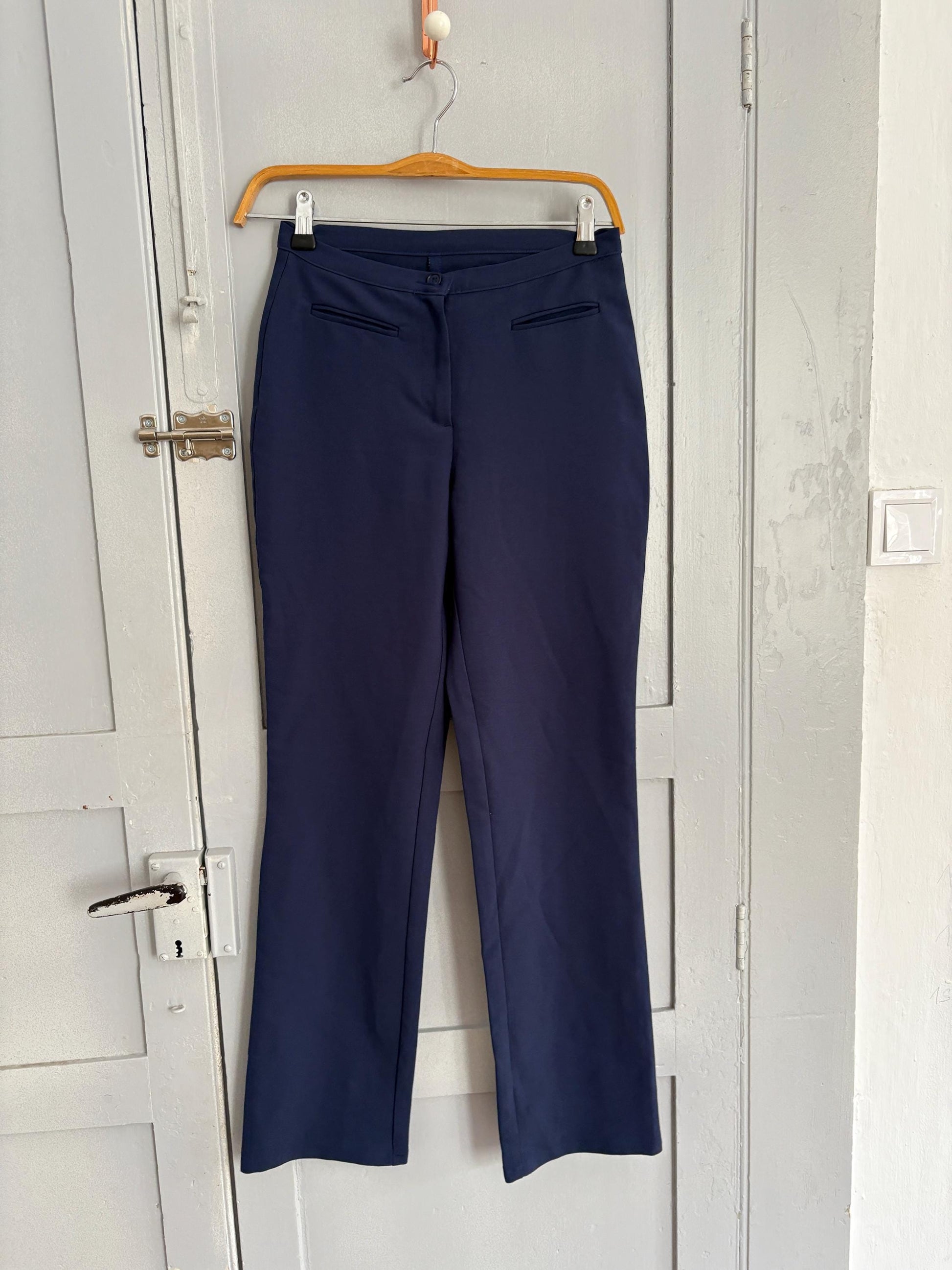 Navy high-waist tailored trousers – made in Italy – size S – elegant work or casual wear United Colors of Benetton skinny pants