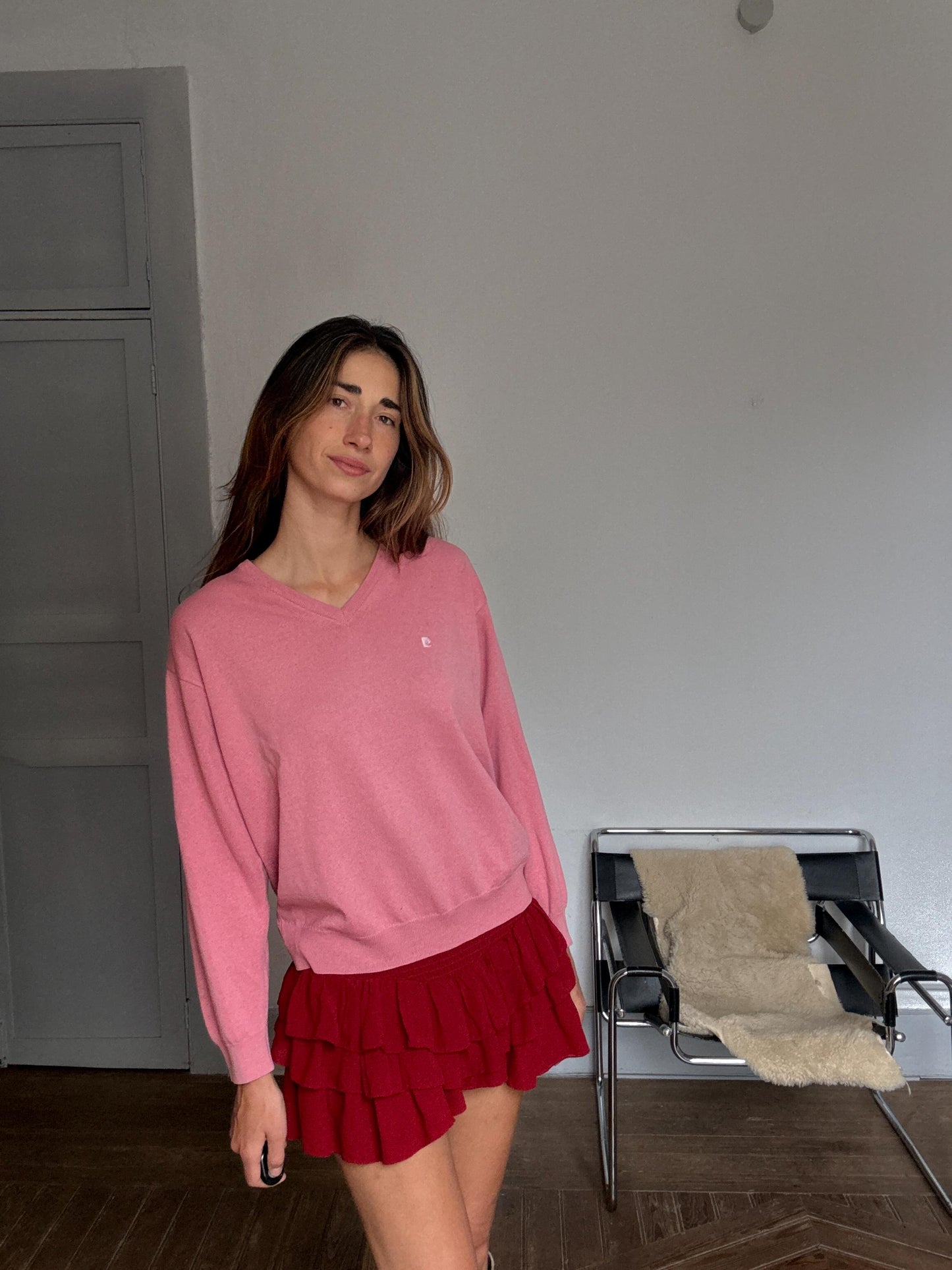 Vintage Pierre Cardin Paris pink wool-acryl sweater – made in Spain, unisex fit, soft knit pullover