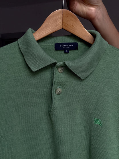 Vintage Green Merino Wool Polo Pullover — additional view 9