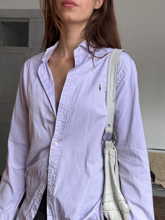 Vintage Polo Ralph Lauren Lilac Oxford Shirt 100% Cotton Classic Fit Size 15 1/2 — Kendall Roy Succession Preppy Menswear Style