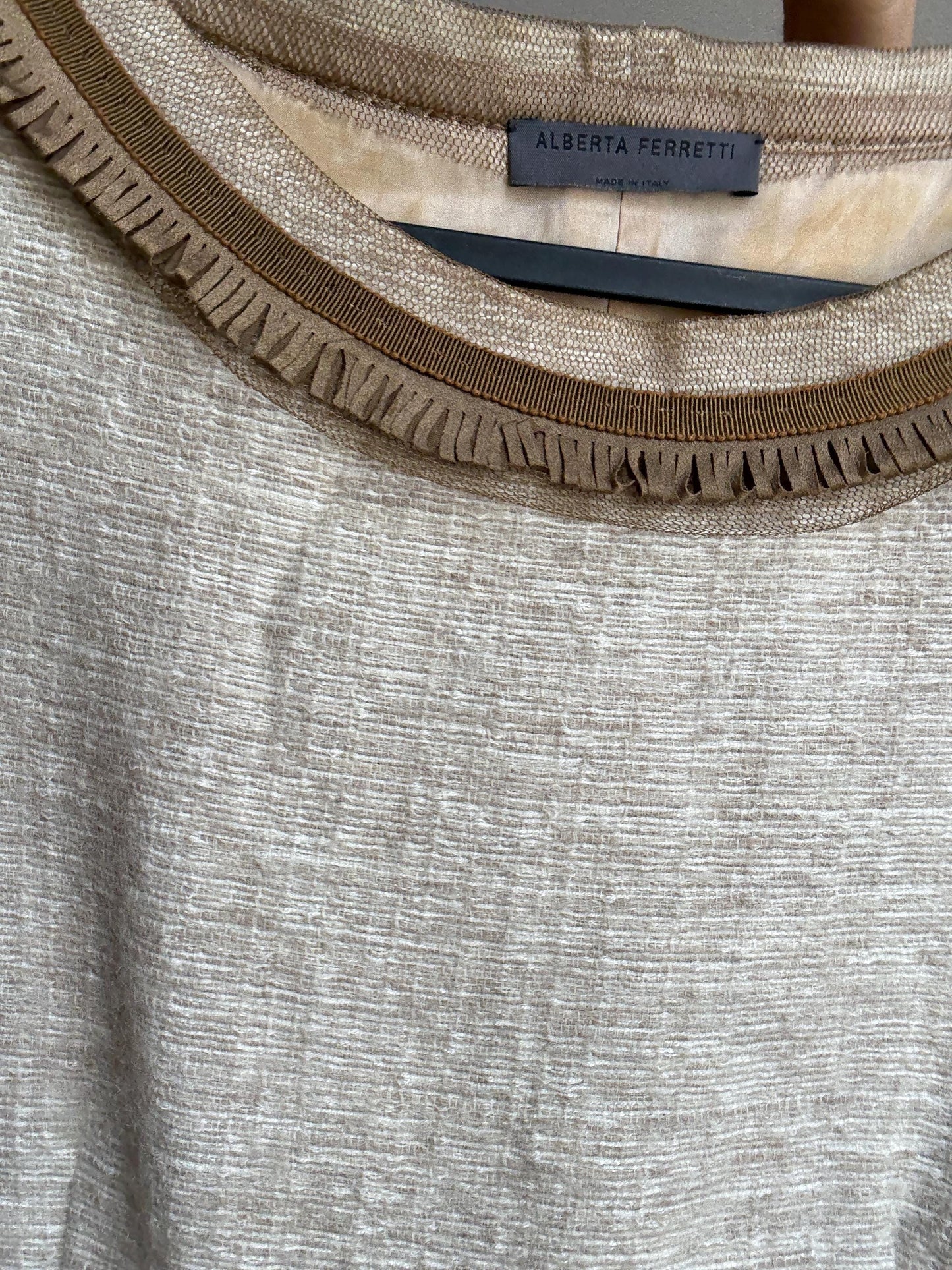 Alberta Ferretti Silk & Cashmere Designer Midi Dress – Elegant Beige Look à la Sofia Coppola or Carolyn Bessette-Kennedy Vibes