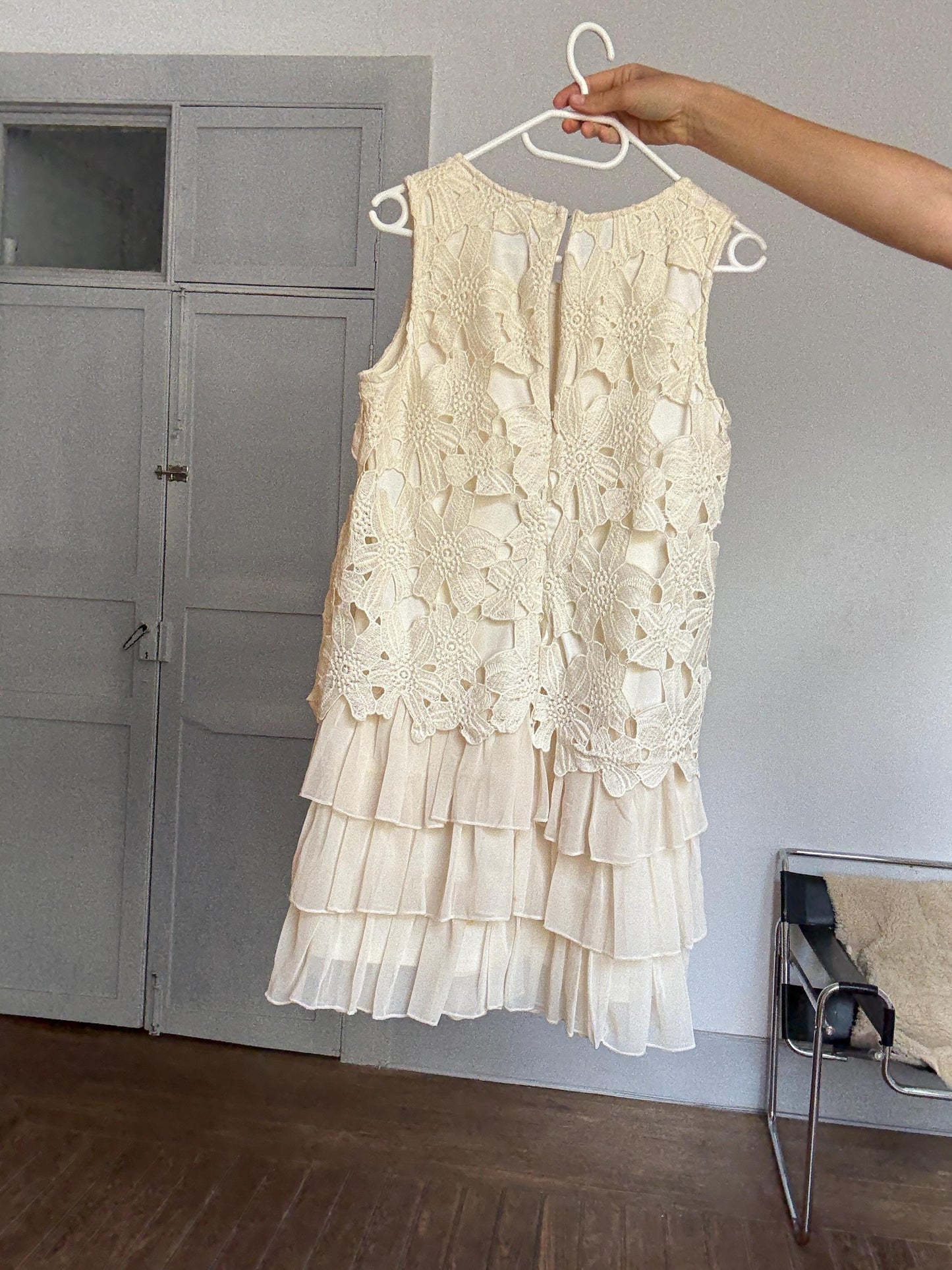 Playful White Summer Dress by Choklate Paris – French Girl Aesthetic, Lightweight Cotton Blend, Size M