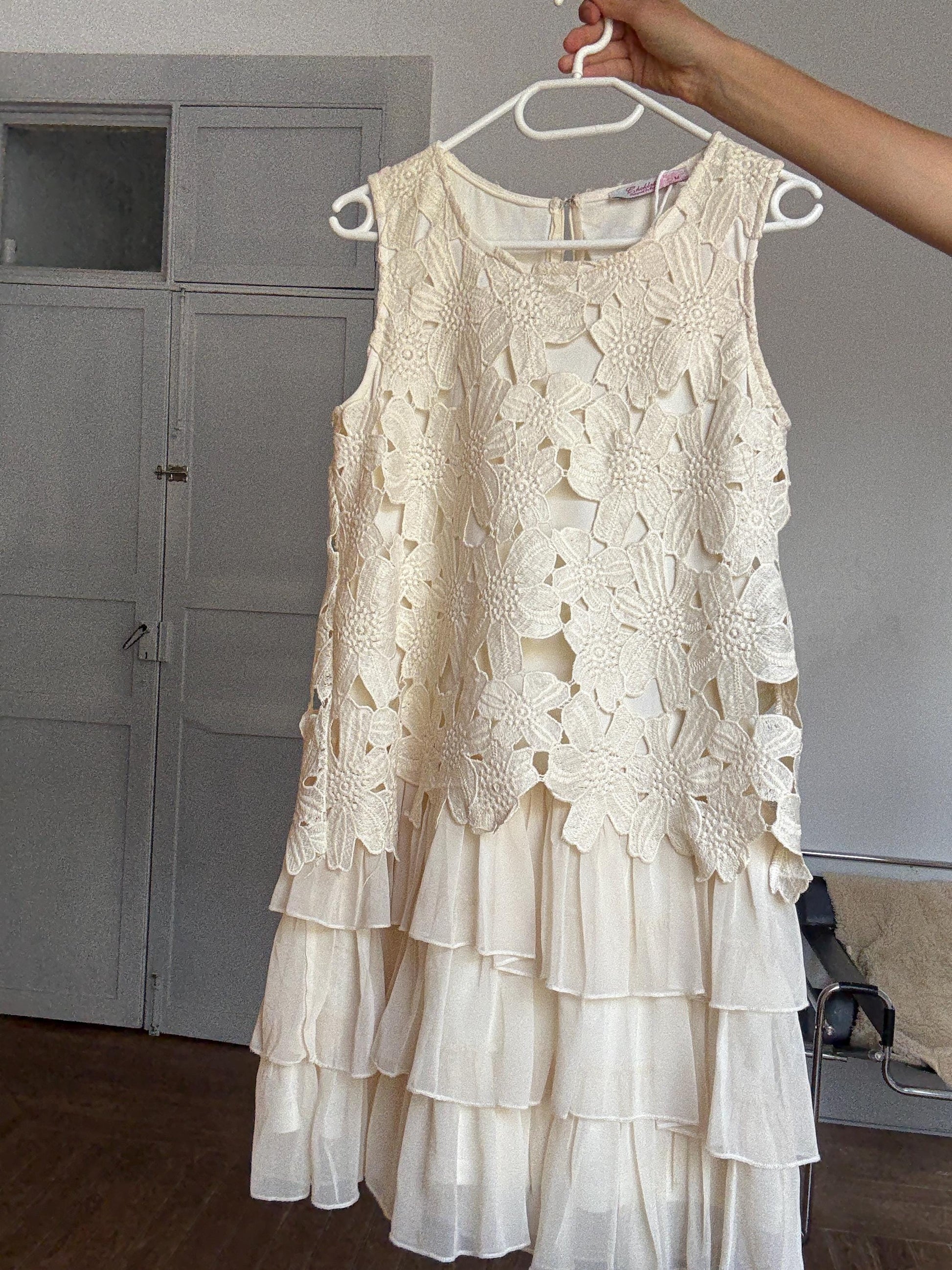 Playful White Summer Dress by Choklate Paris – French Girl Aesthetic, Lightweight Cotton Blend, Size M