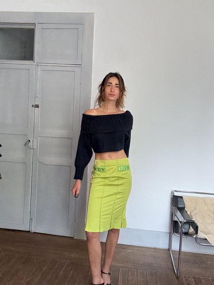 Vintage Roberto Verino Green Cotton Skirt — back view