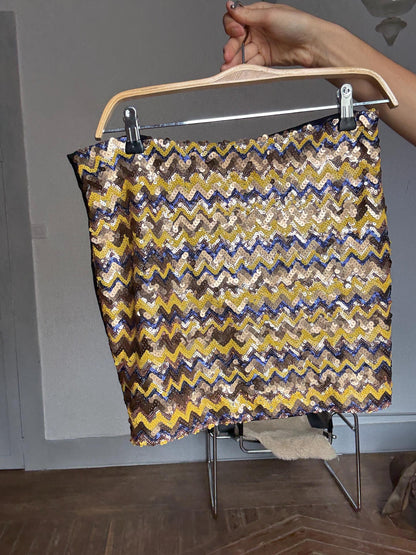 Vintage Gold Sequin Zigzag Mini Skirt — additional view 8