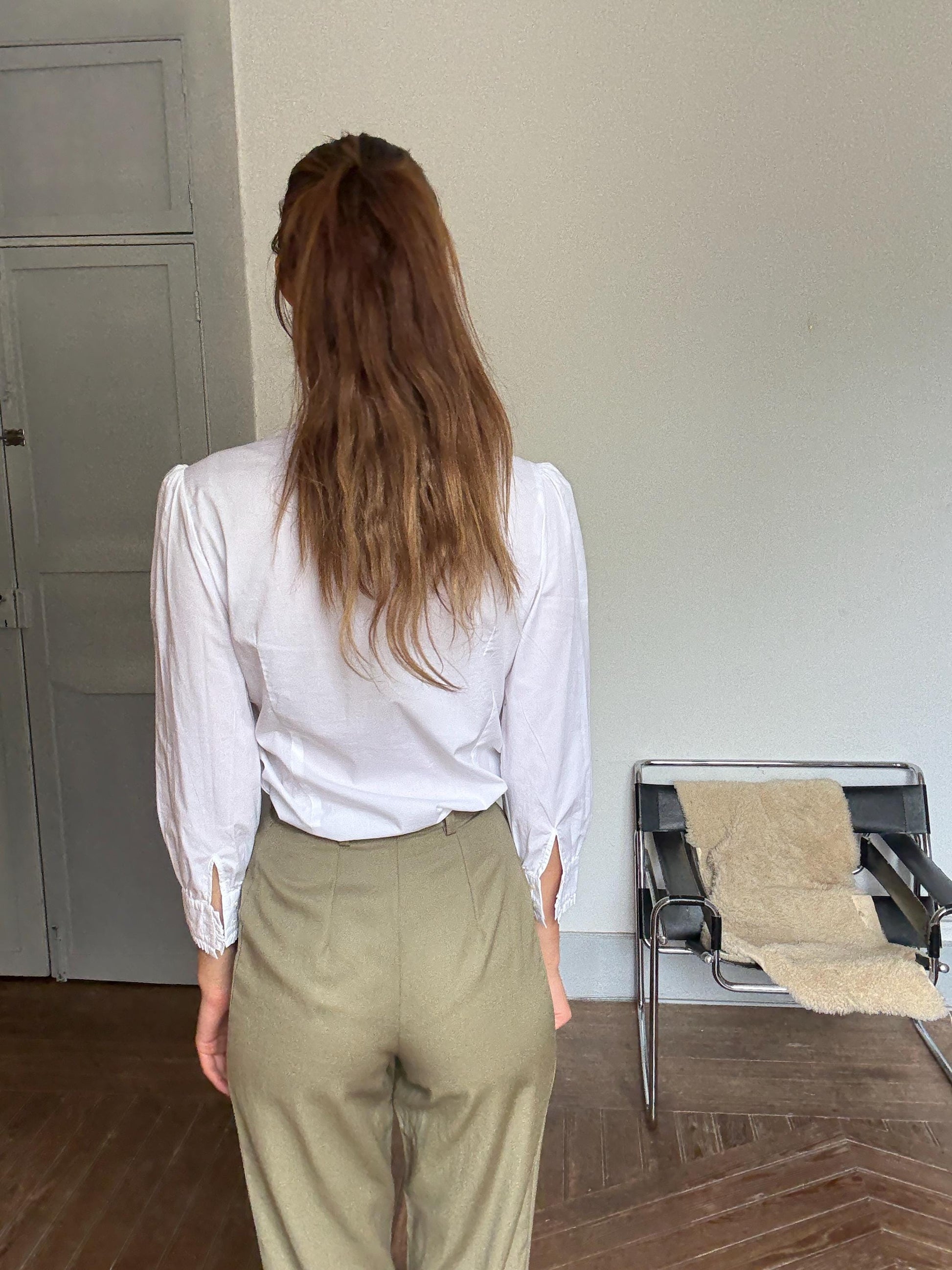 Vintage Italian Wool Trousers – Green Pleated High Waist Pants, Light Academia Workwear, 100% Wool, Made in Italy, Size XS - S