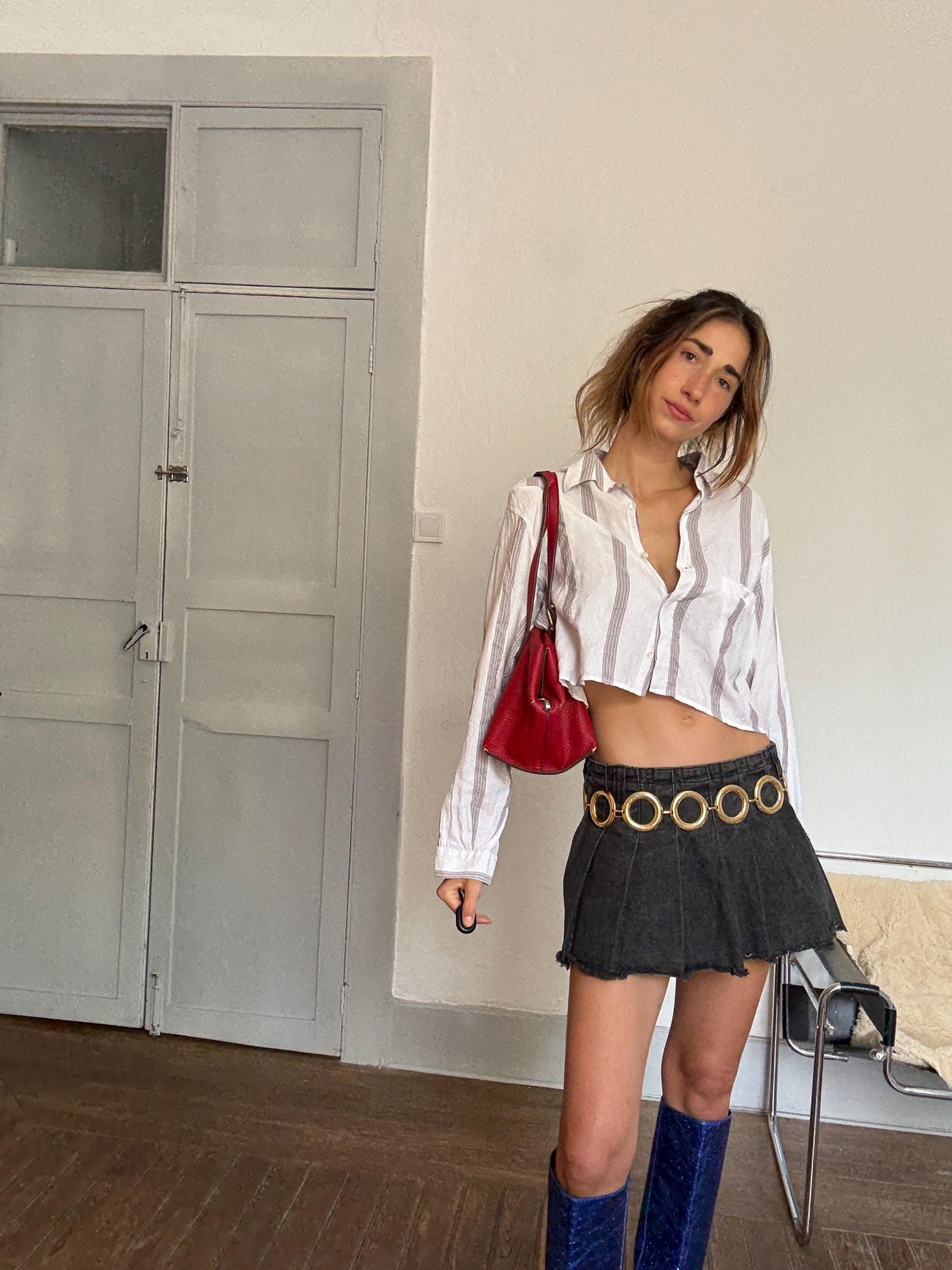 Red Shoulder Bag – Bold Designer Tote, Textured Finish, Adolfo Dominguez Red faux Leather Shoulder Bag – Bold Designer Tote, Bargain deal