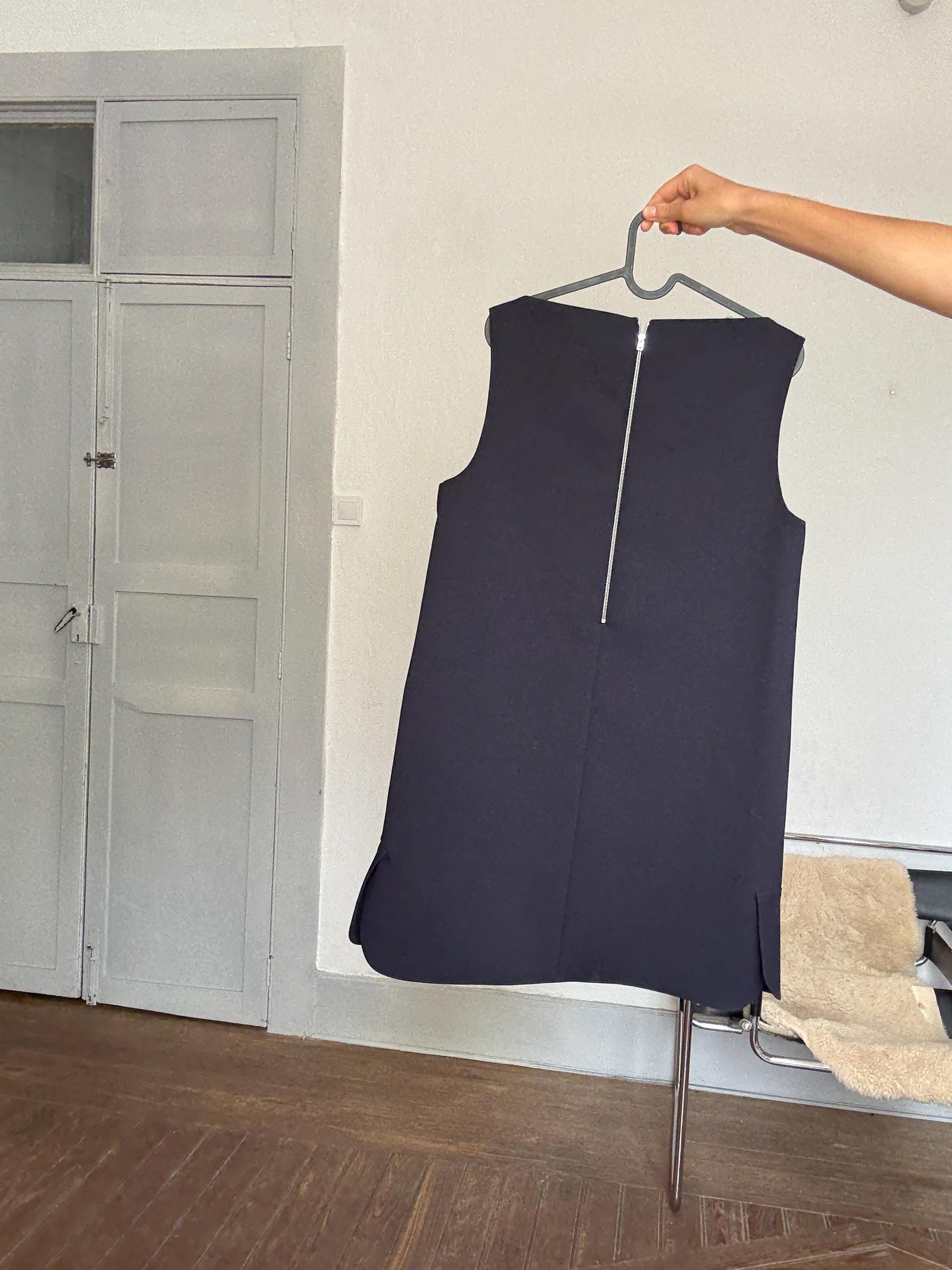 Marni Designer Mini Dress – Winter Edition 2013 | Vintage Dark Navy Sleeveless Shift Dress, Size M/L