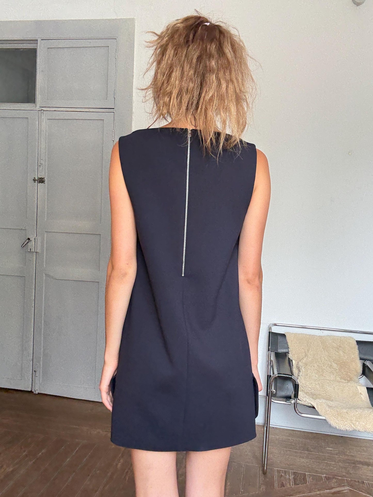 Marni Designer Mini Dress – Winter Edition 2013 | Vintage Dark Navy Sleeveless Shift Dress, Size M/L