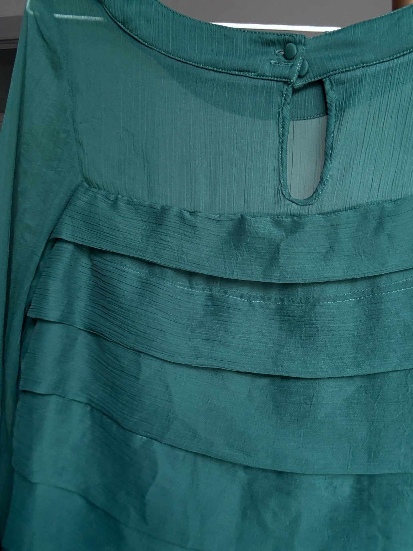 Pepe Jeans Sheer Green Mini Dress – Sustainable recycled Secondhand Party Dress, Silk-Feel, Vintage Y2K Energy, Size M